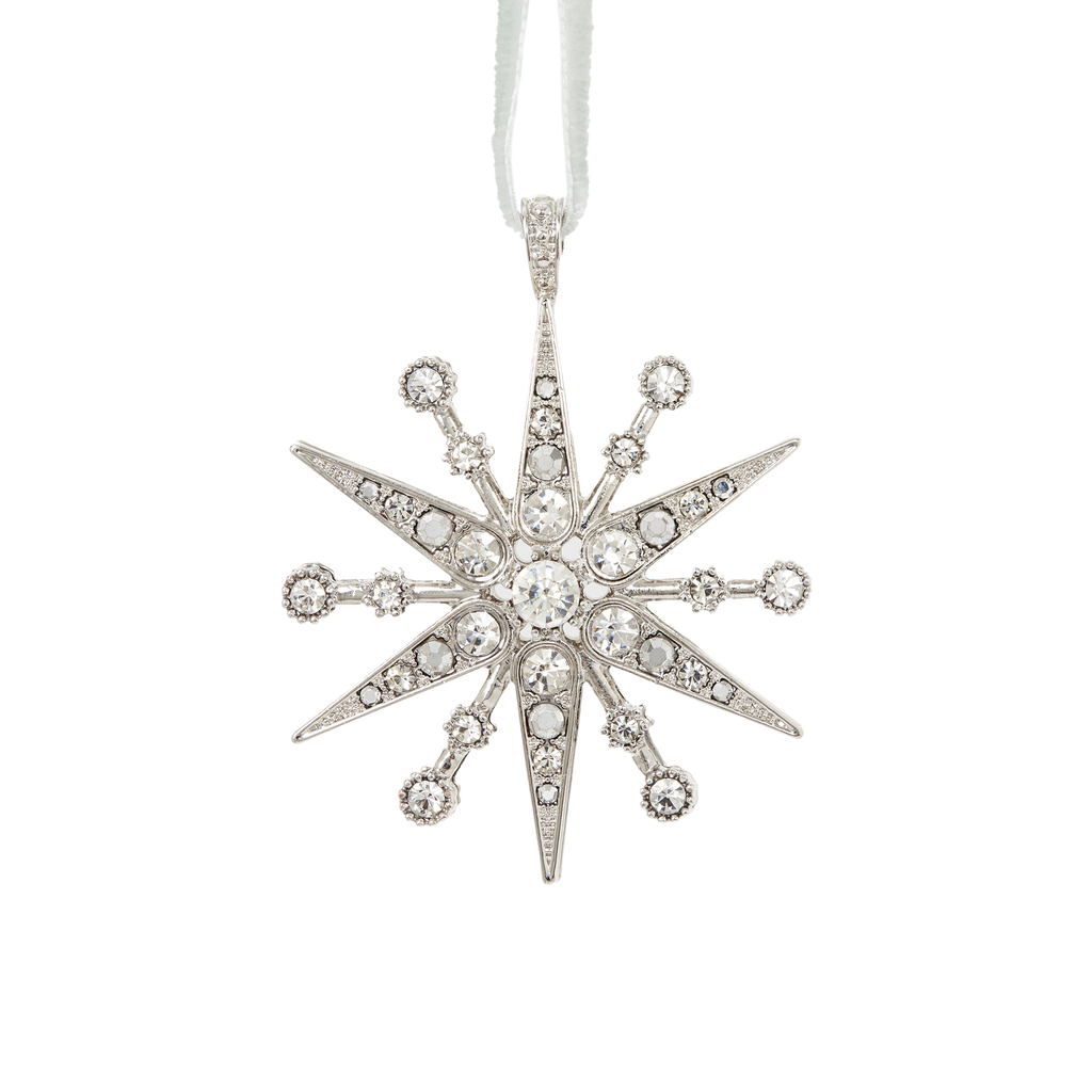 Deco Snowflake Hanging Ornament in Crystal