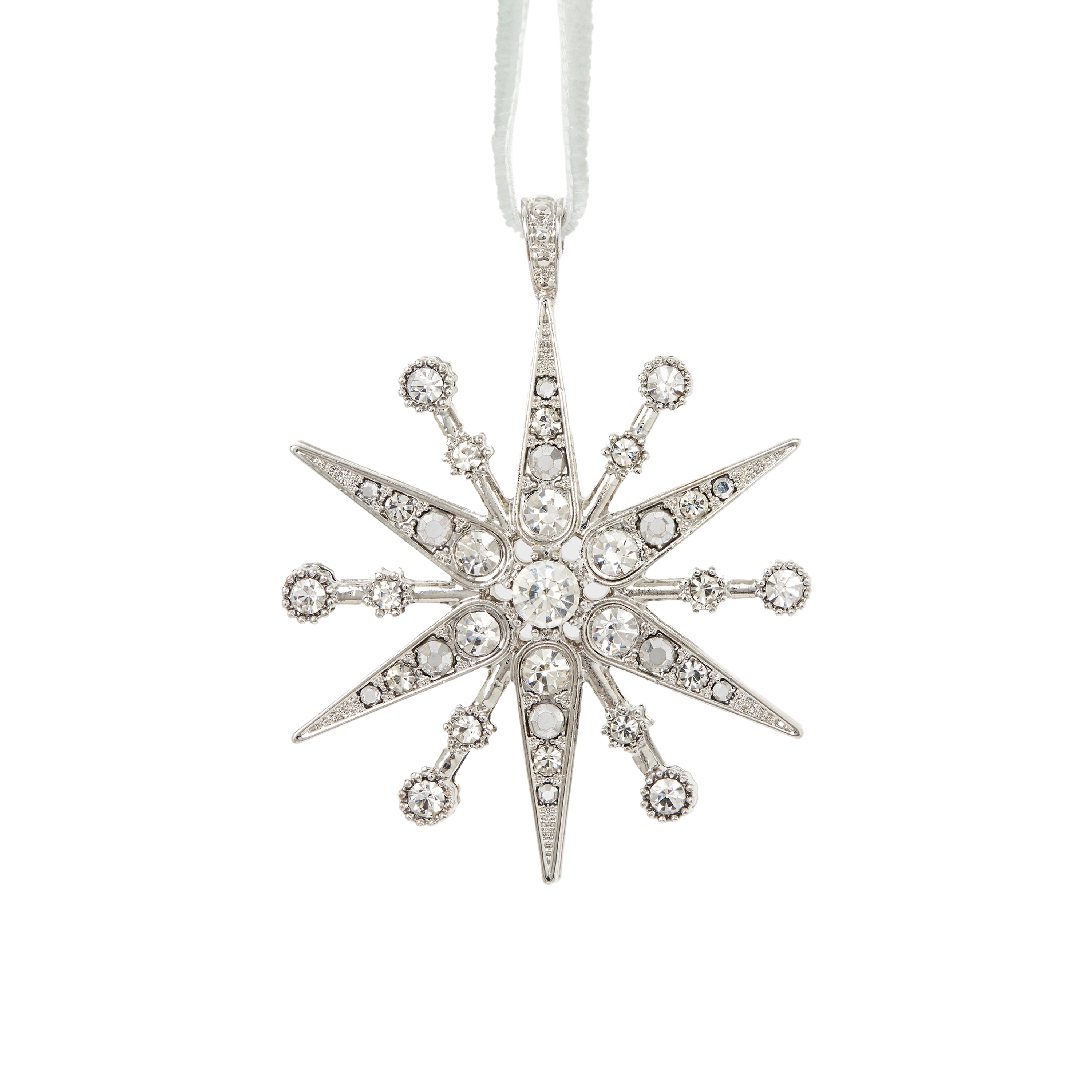 Deco Snowflake Hanging Ornament in Crystal