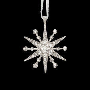 Deco Snowflake Hanging Ornament in Crystal