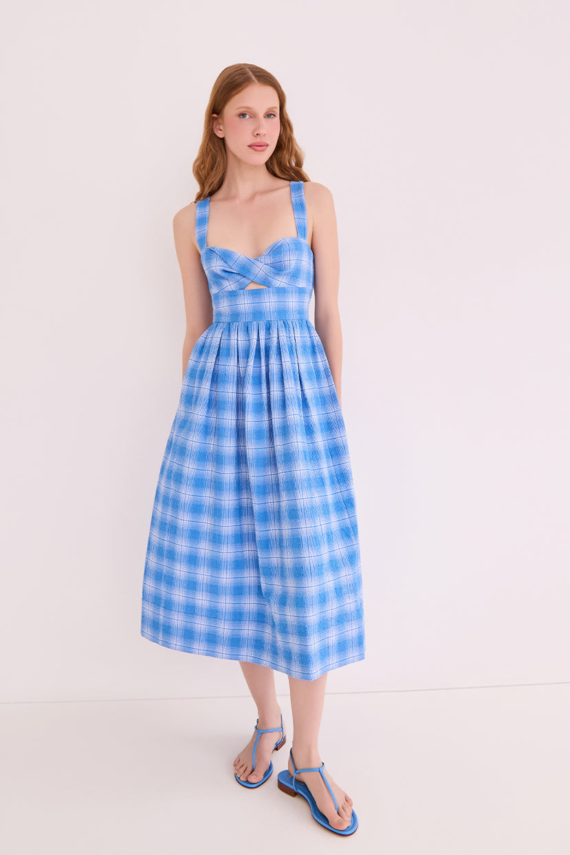 Clover Dress in Blue Plaid
