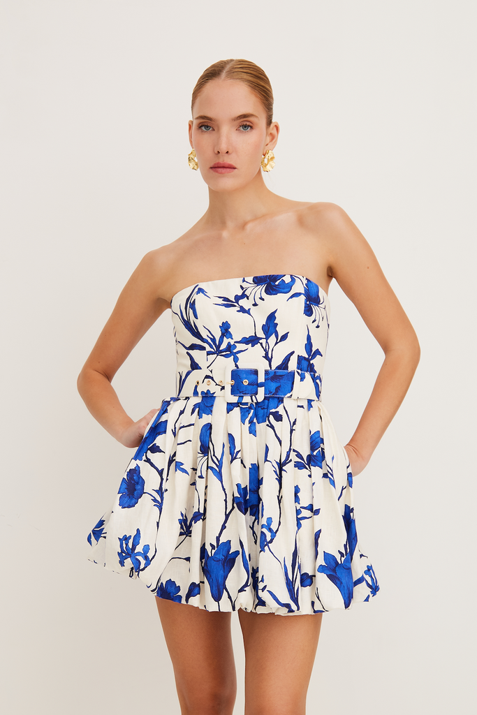 Swan Dress in Athena Cobalt