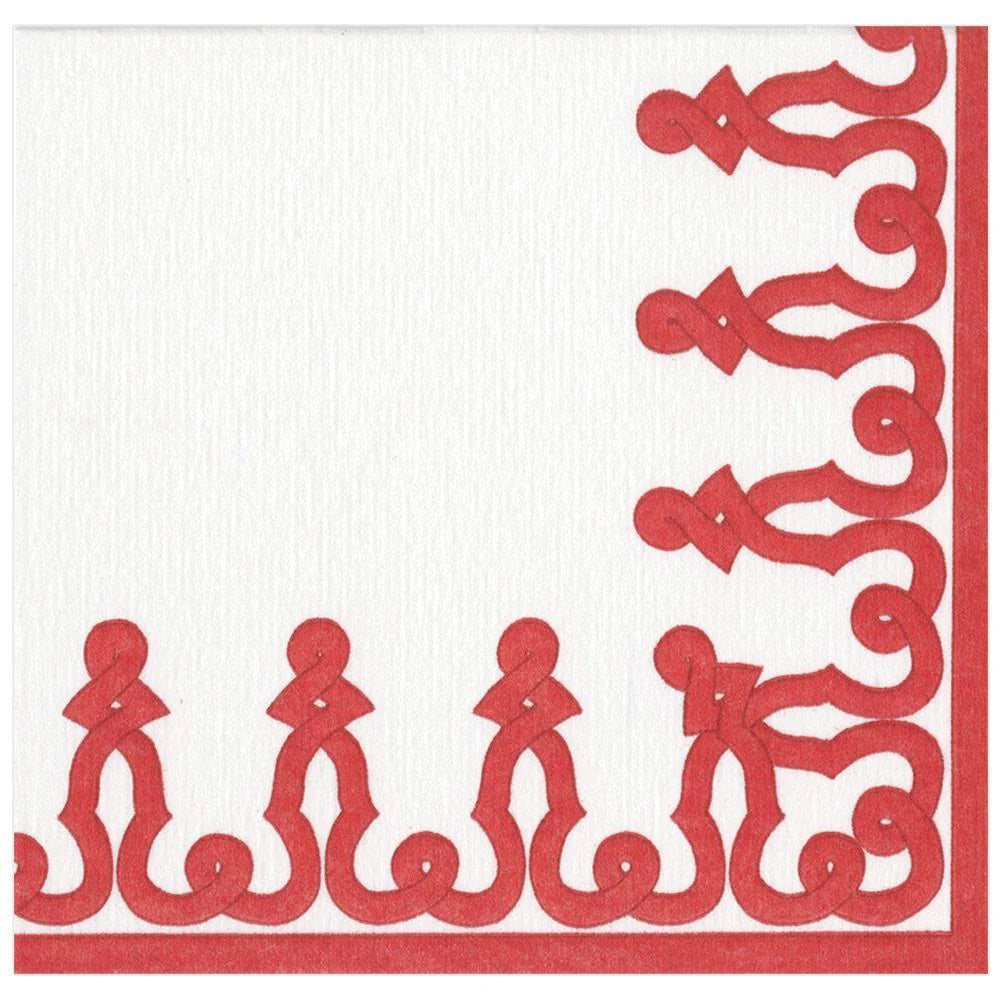 Dessin Passementerie Paper Linen Dinner Napkins in Red, Set of 12