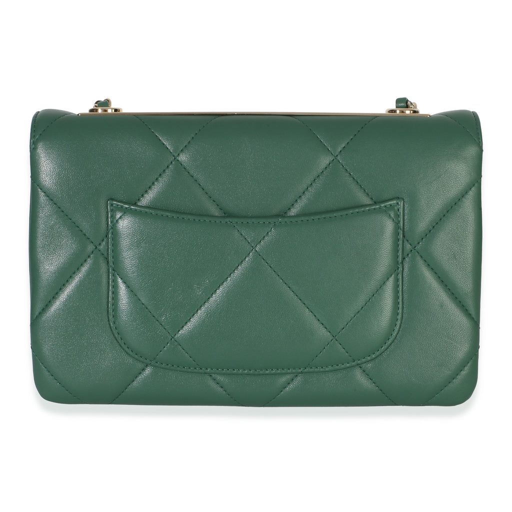 Chanel Green Quilted Lambskin Small Trendy Flap Bag Handbag 4