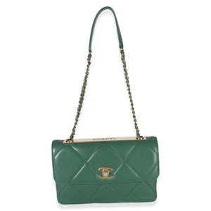 Chanel Green Quilted Lambskin Small Trendy Flap Bag Handbag 8