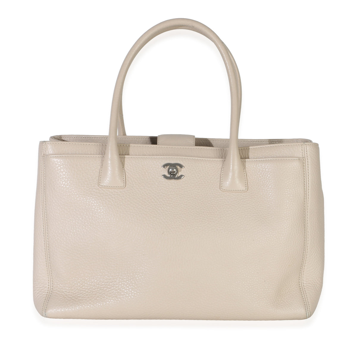 Chanel Vintage Beige Calfskin Cerf Executive Shopper Tote Handbag id