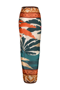 De La Falaise Cotton Silk Sarong in Peach Dancer