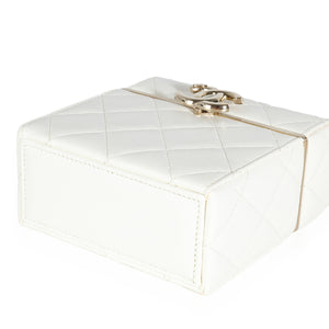 Chanel 22P White Quilted Lambskin Mini Box Clutch Handbag box