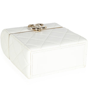 Chanel 22P White Quilted Lambskin Mini Box Clutch Handbag clasp