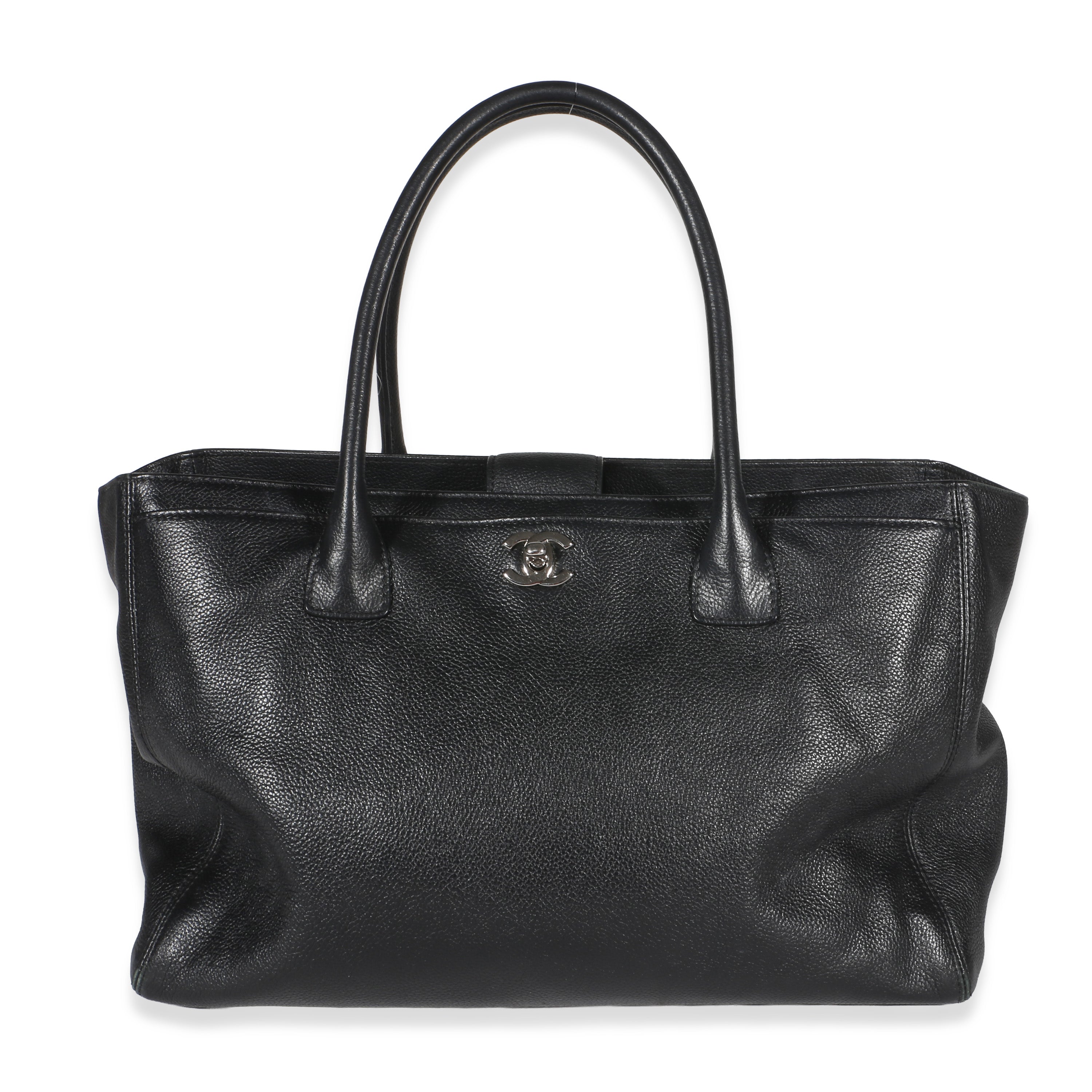 Chanel Vintage Black Grained Calfskin Cerf Executive Tote Handbag id