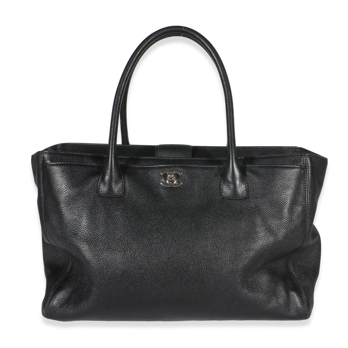Chanel Vintage Black Grained Calfskin Cerf Executive Tote Handbag id