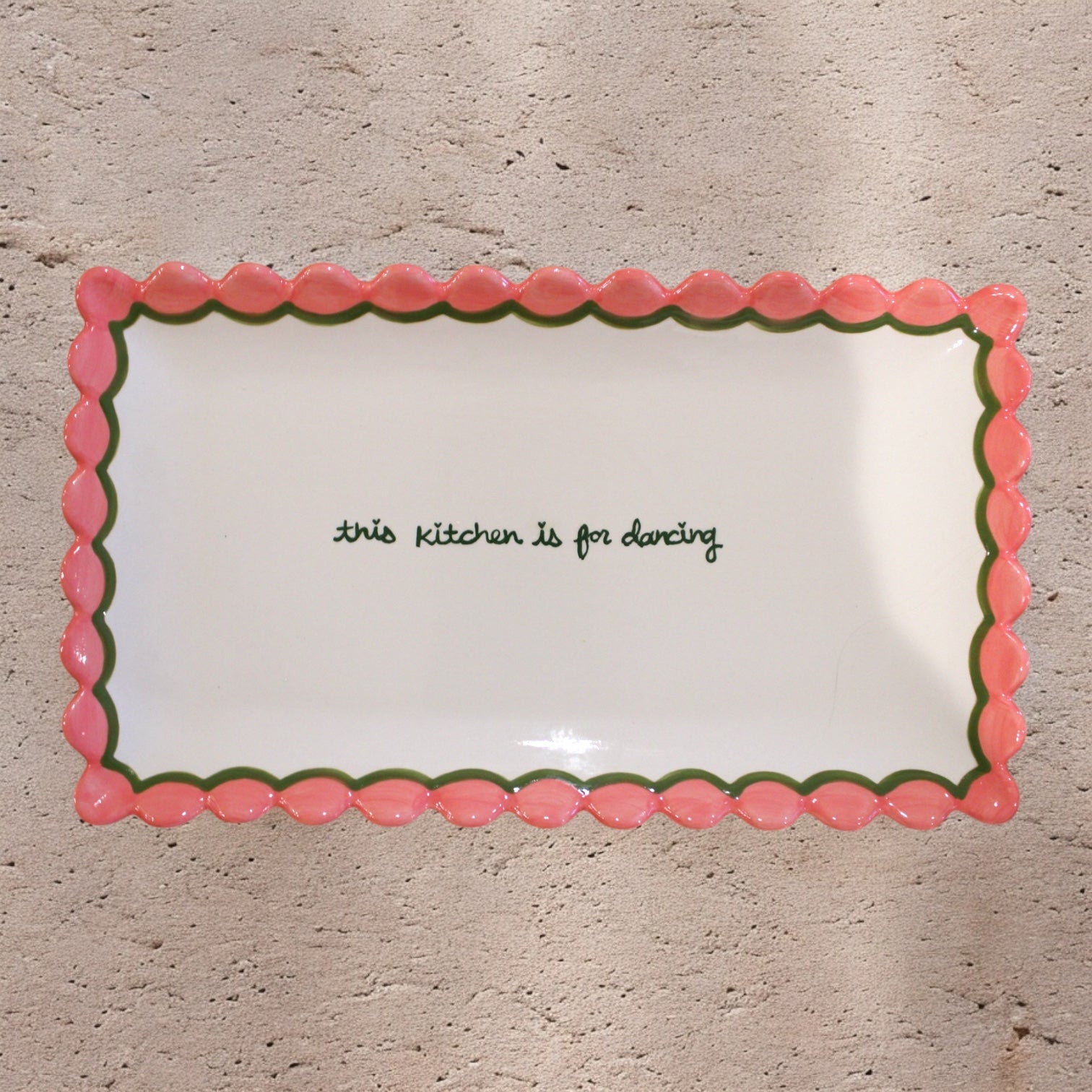 Hand-painted “This Kitchen is for Dancing” Scalloped Tray