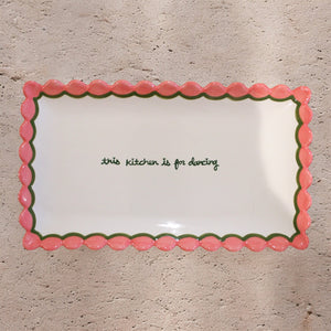 Hand-painted “This Kitchen is for Dancing” Scalloped Tray
