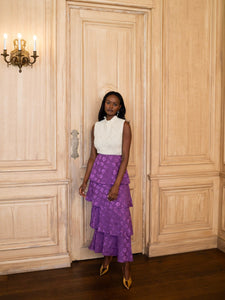 Brenda Skirt in Plum Floral Jacquard