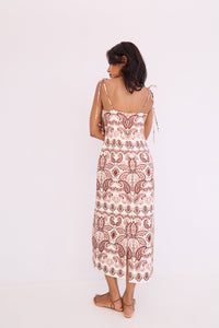 Chelsea Dress in Palm Paisley Ivory