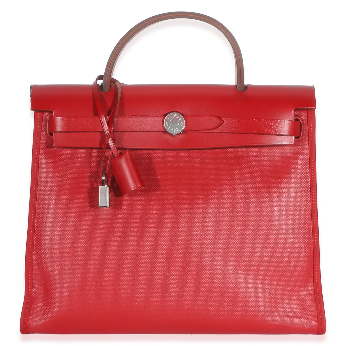 Hermès Rouge Piment Vache Hunter Berline Canvas Toile Herbag Zip 31 Handbag fv