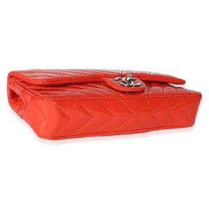 Chanel Orange Chevron Patent East West Single Flap Bag Handbag 7