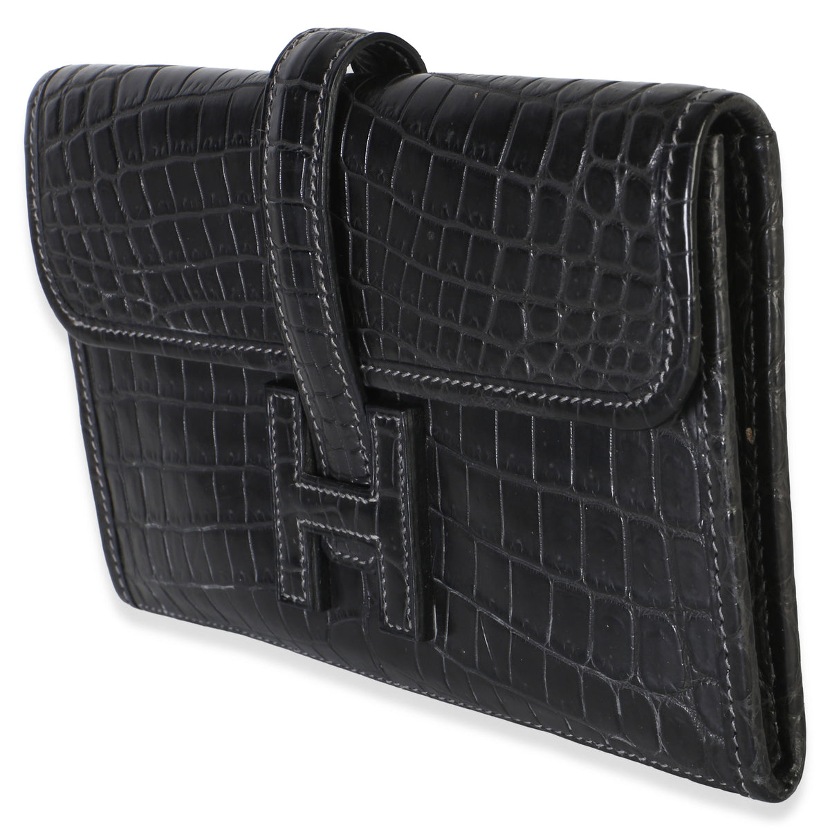 Hermès Graphite Matte Crocodile Niloticus Mini Jige Clutch Handbag 2