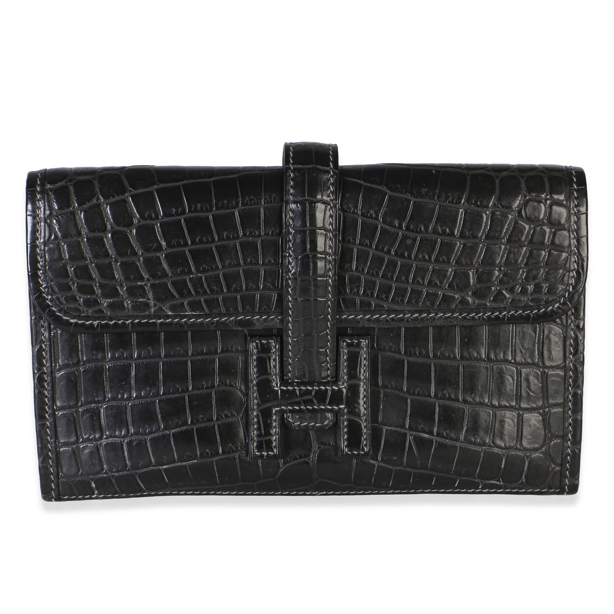 Hermès Graphite Matte Crocodile Niloticus Mini Jige Clutch Handbag fv