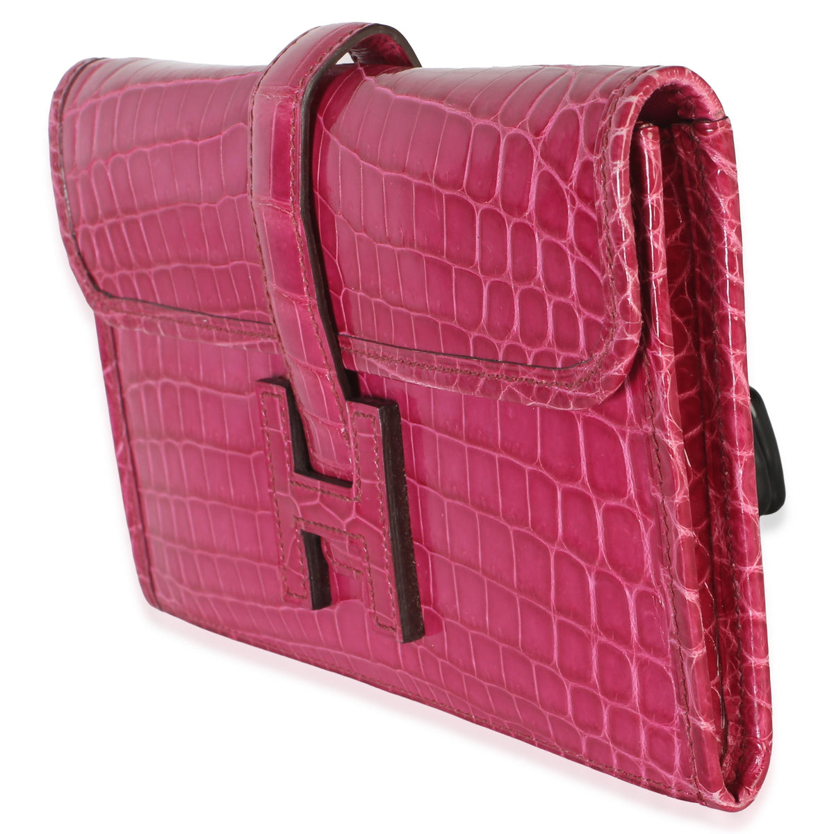 Hermès Fuchsia Shiny Crocodile Niloticus Mini Jige Clutch Handbag 2
