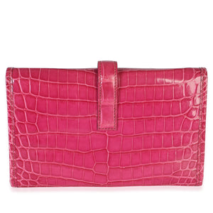 Hermès Fuchsia Shiny Crocodile Niloticus Mini Jige Clutch Handbag 4
