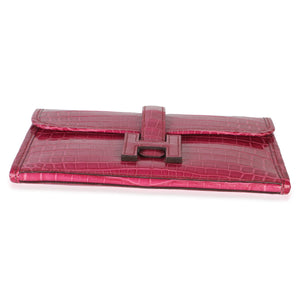 Hermès Fuchsia Shiny Crocodile Niloticus Mini Jige Clutch Handbag 5