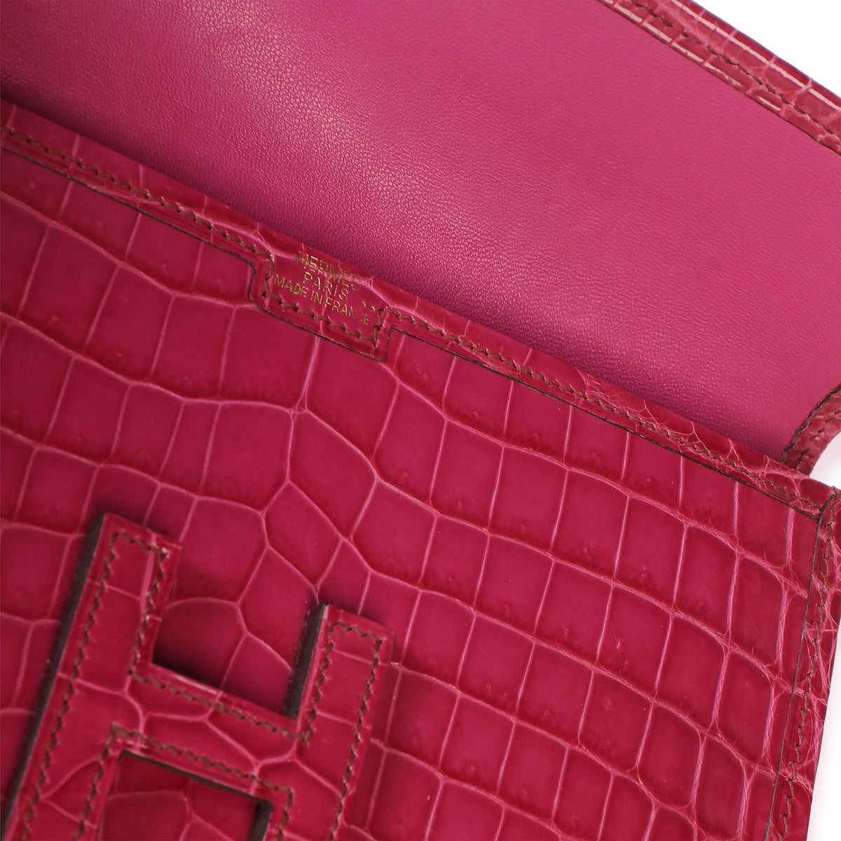 Hermès Fuchsia Shiny Crocodile Niloticus Mini Jige Clutch Handbag 8