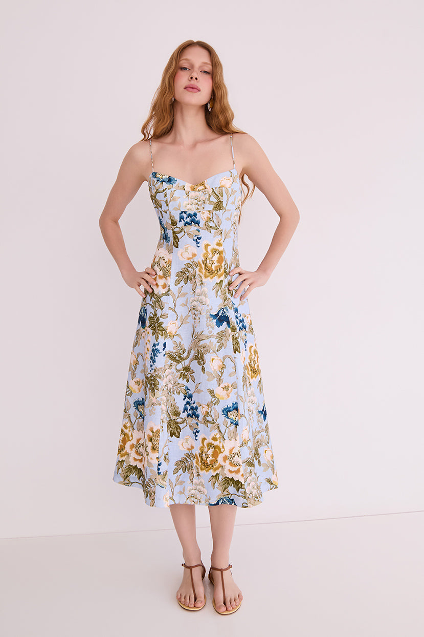Cherry Dress in Flora Meadow Light Blue
