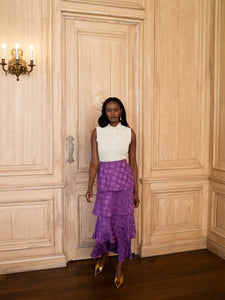 Brenda Skirt in Plum Floral Jacquard