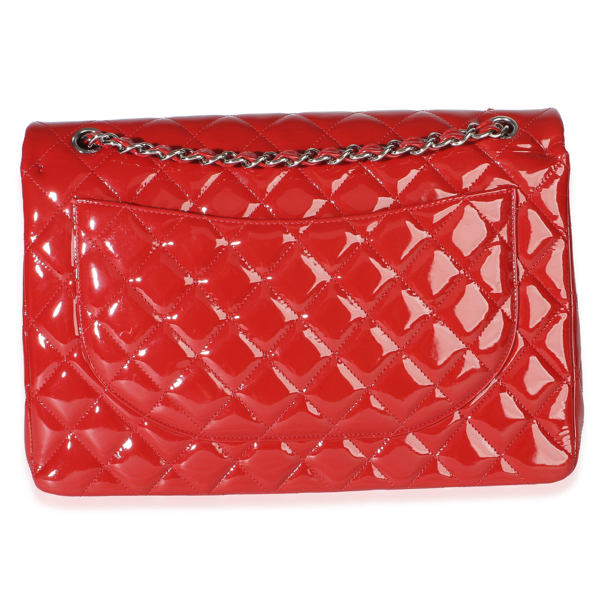 Chanel Red Quilted Patent Maxi Classic Double Flap Bag Handbag 4