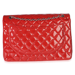 Chanel Red Quilted Patent Maxi Classic Double Flap Bag Handbag 4