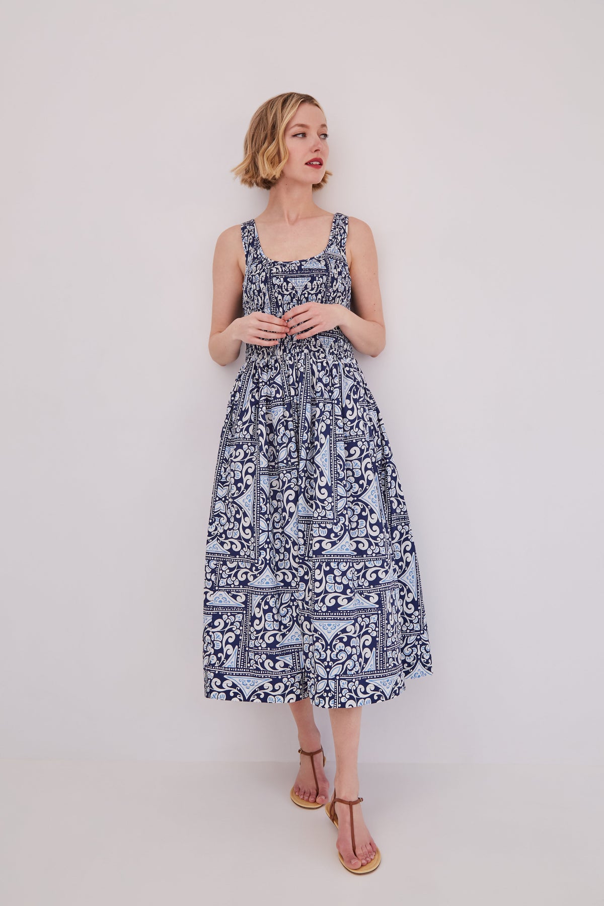 Bergamo Dress in Heart Tile Navy