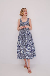 Bergamo Dress in Heart Tile Navy