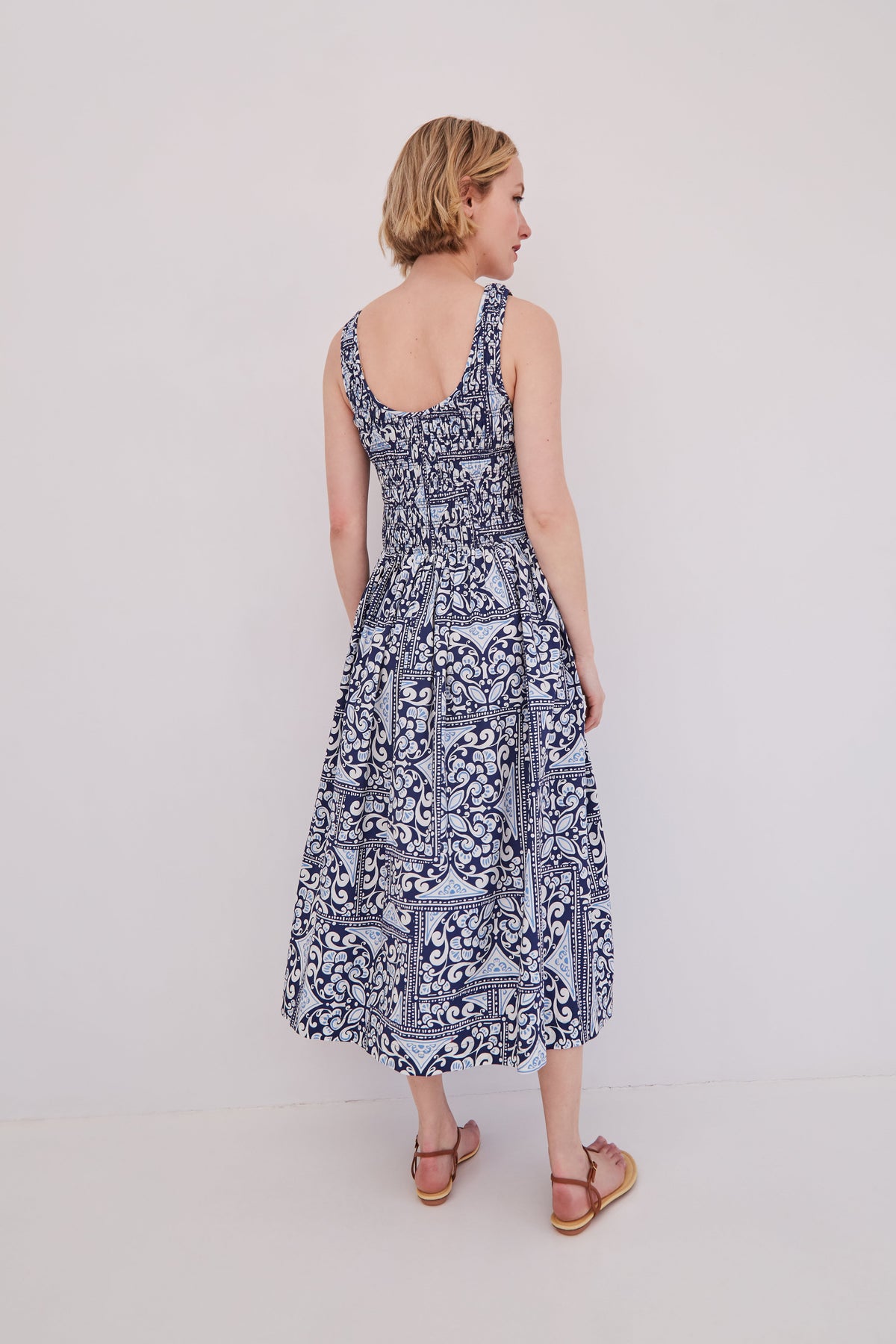 Bergamo Dress in Heart Tile Navy
