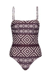 Las Balsas One Piece in Ethnic Motif & Purple