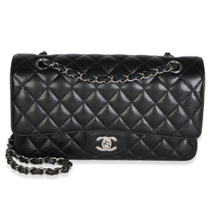 Chanel Black Quilted Caviar Medium Classic Double Flap Bag Handbag fv