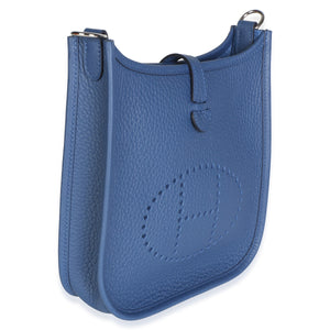 Hermès Bleu Tie Clemence Mini Evelyne TPM 16 PHW Handbag 3