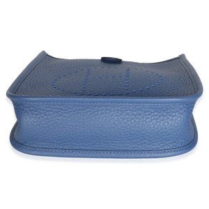 Hermès Bleu Tie Clemence Mini Evelyne TPM 16 PHW Handbag 5