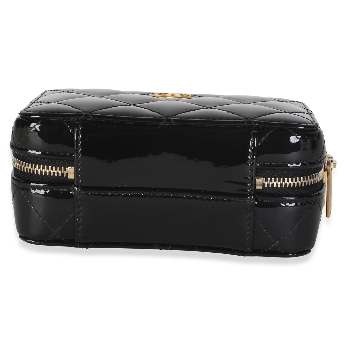 Chanel Black Quilted Patent Mini Vanity Chain Bag Handbag 5