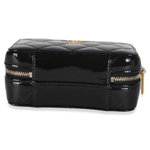 Chanel Black Quilted Patent Mini Vanity Chain Bag Handbag 5