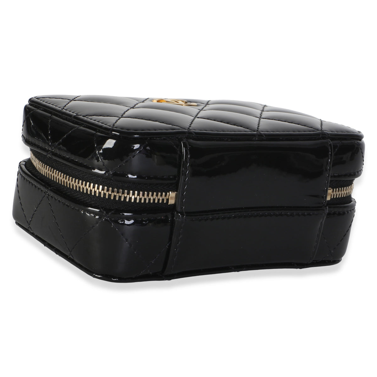 Chanel Black Quilted Patent Mini Vanity Chain Bag Handbag 7