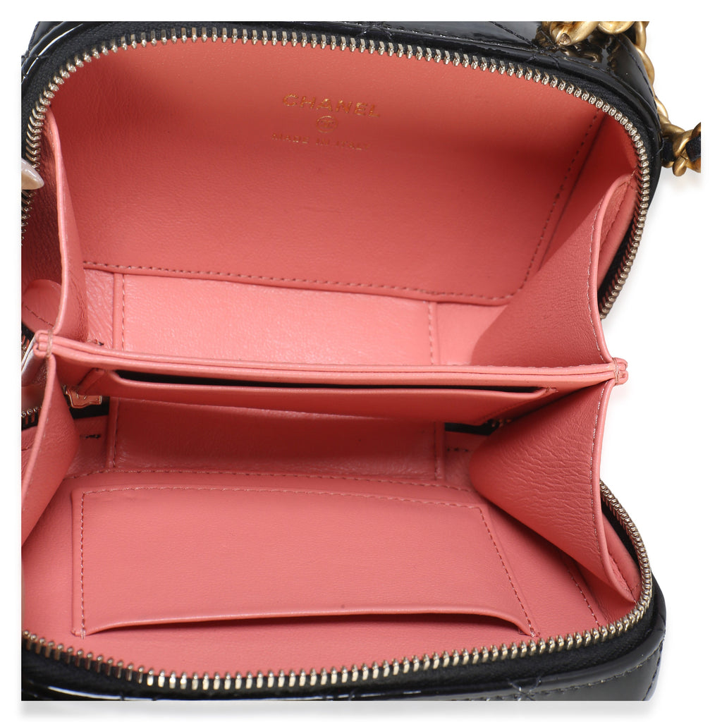 Chanel Black Quilted Patent Mini Vanity Chain Bag Handbag 8