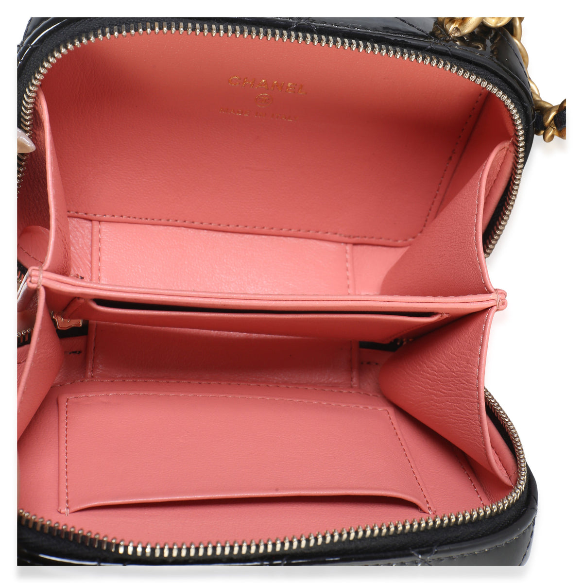 Chanel Black Quilted Patent Mini Vanity Chain Bag Handbag 8