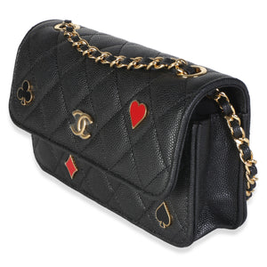 Chanel Black Quilted Caviar Casino Flap Phone Holder Handbag 2