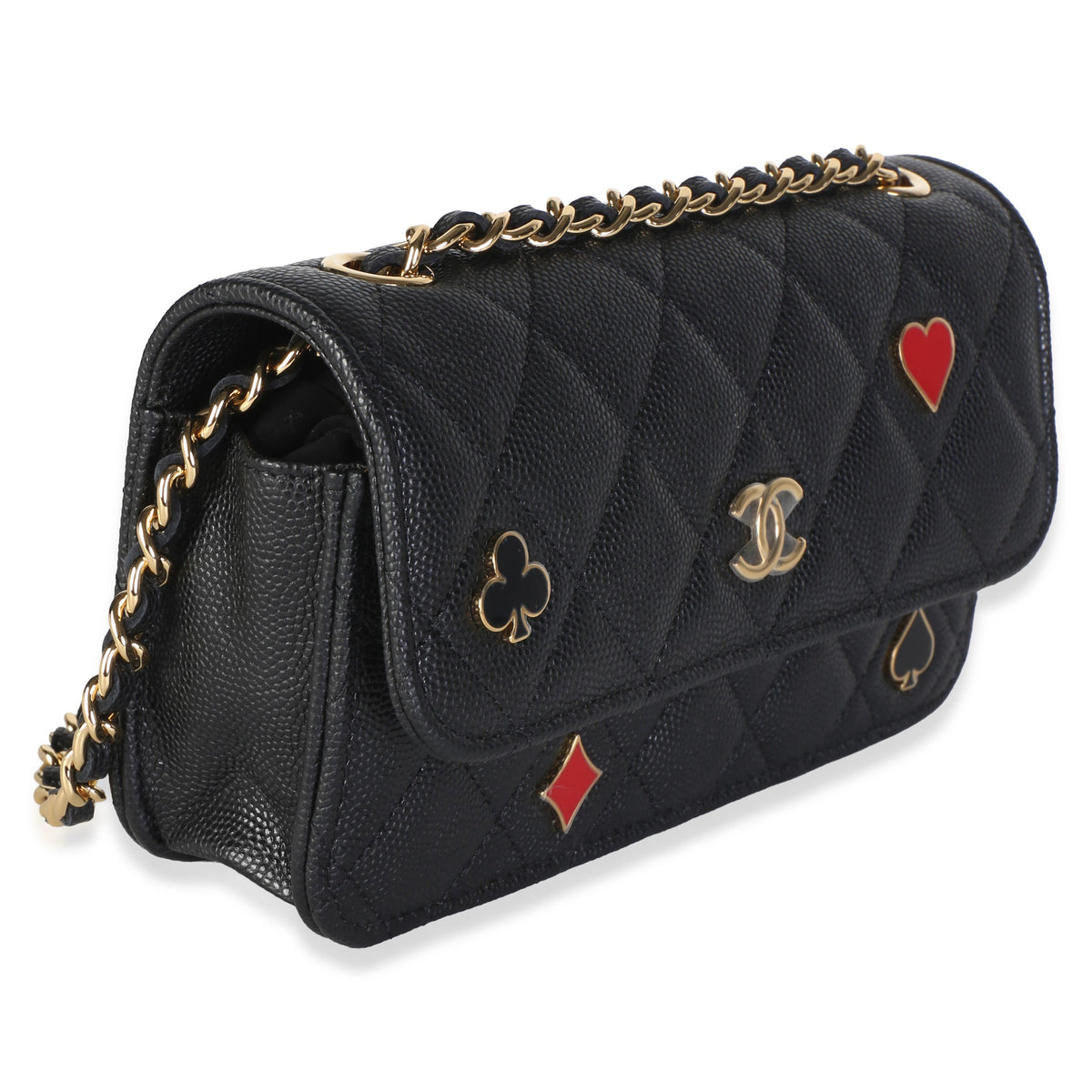 Chanel Black Quilted Caviar Casino Flap Phone Holder Handbag 3