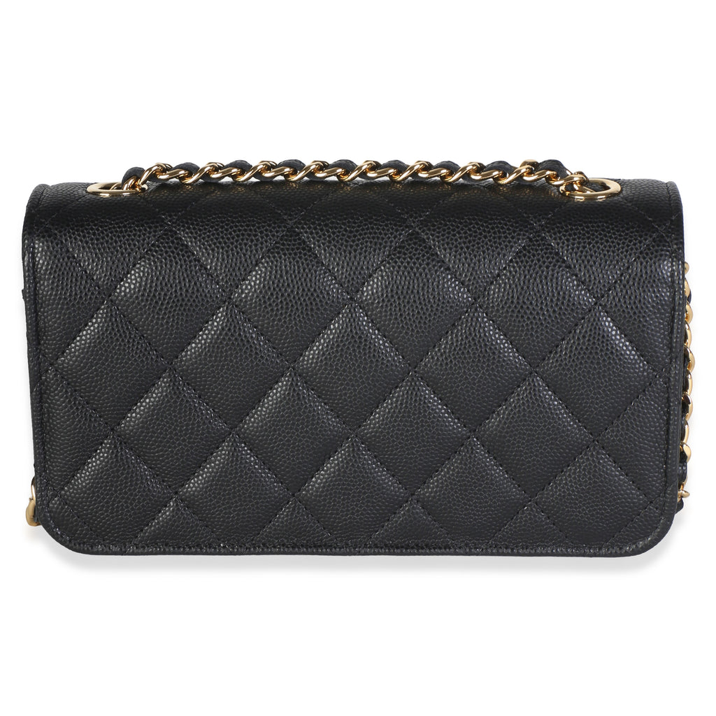 Chanel Black Quilted Caviar Casino Flap Phone Holder Handbag 4