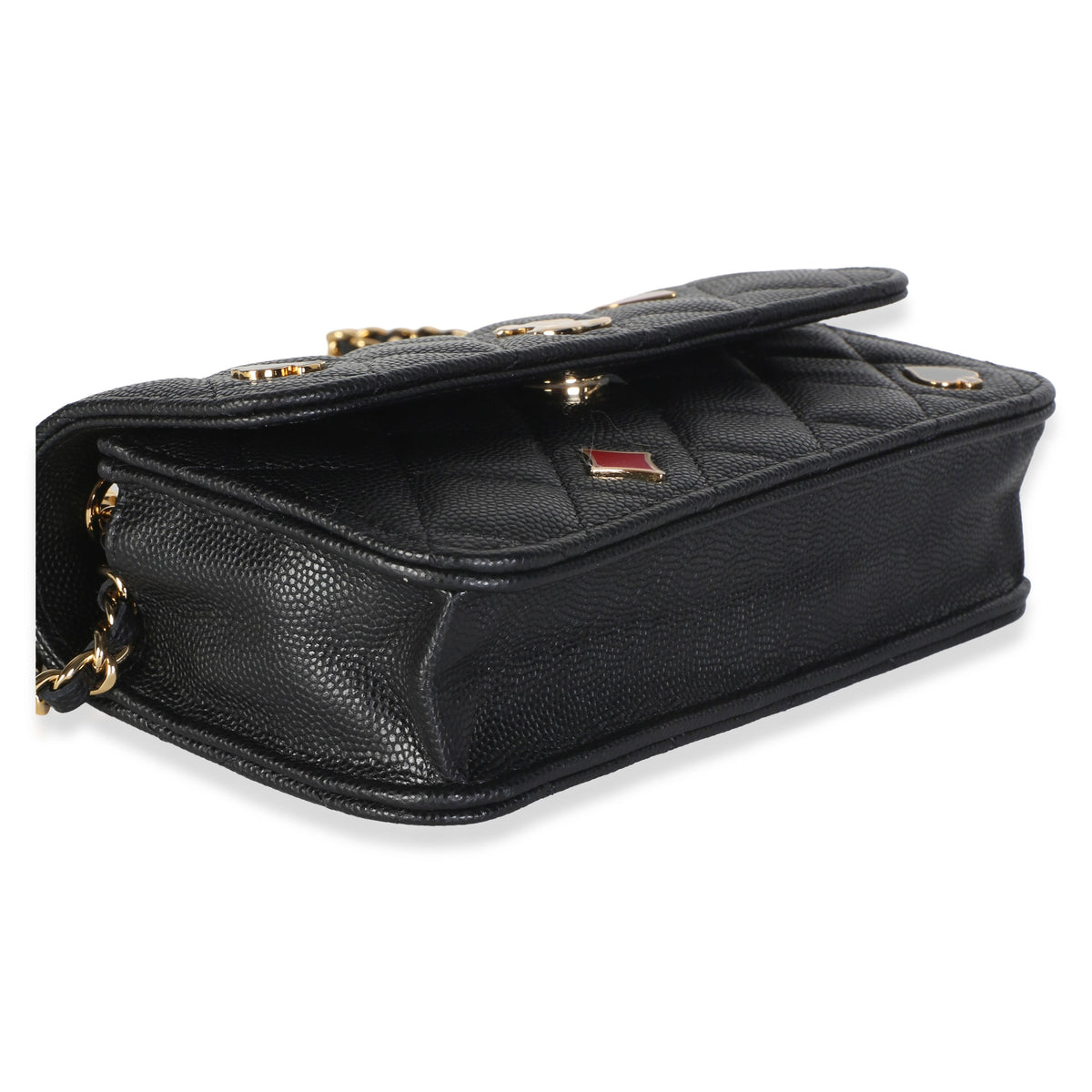 Chanel Black Quilted Caviar Casino Flap Phone Holder Handbag 7
