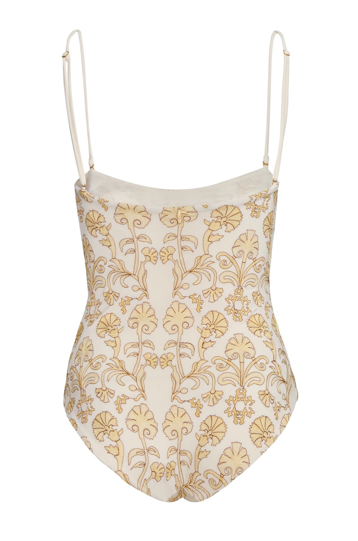 Esteros Embroidered One Piece in Yellow Flowers &Ivory