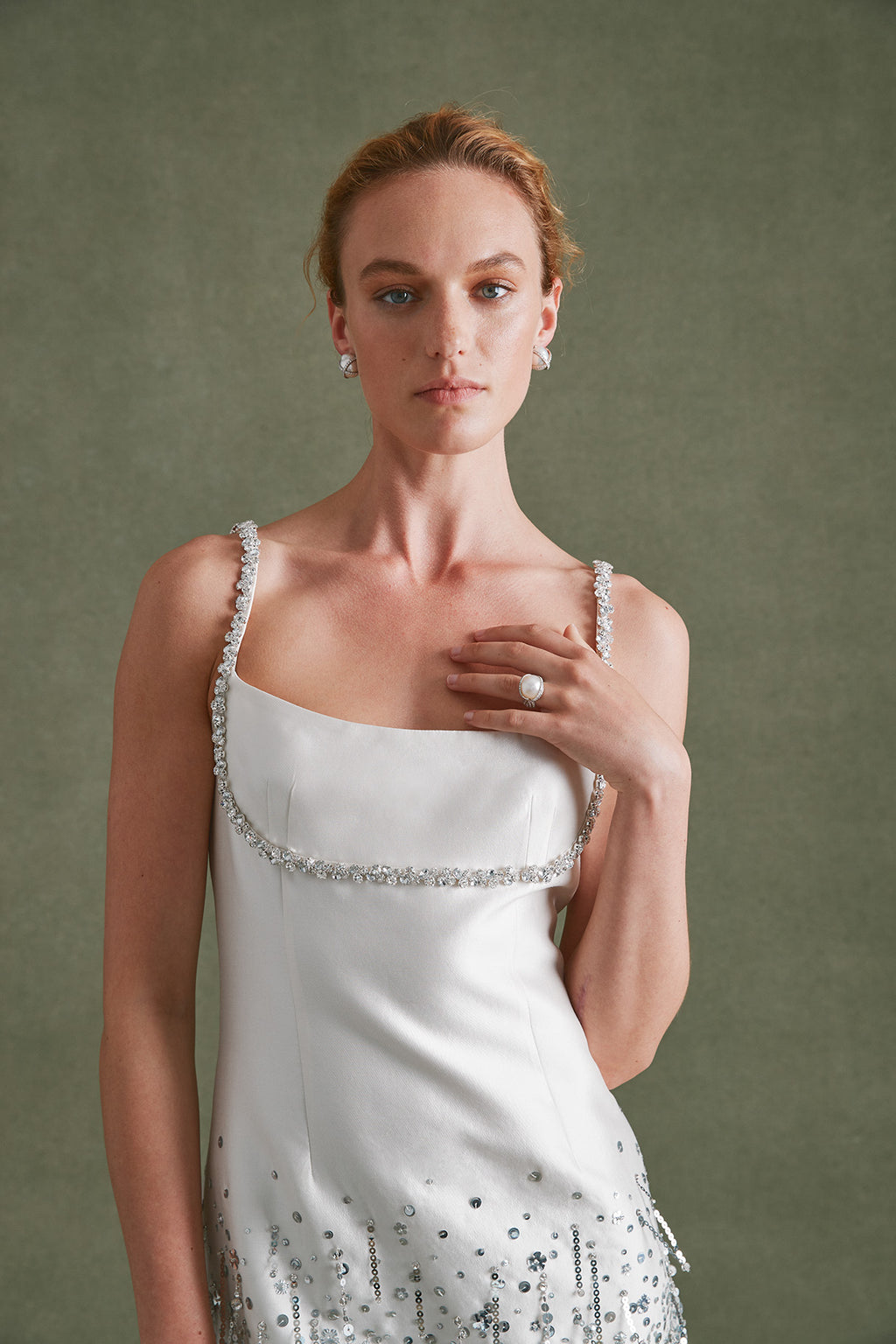 Stella Dress in Ivory Silk Wool with Silver Fringe 10 Stella Dress in Ivory Silk Wool with Silver Fringe 10