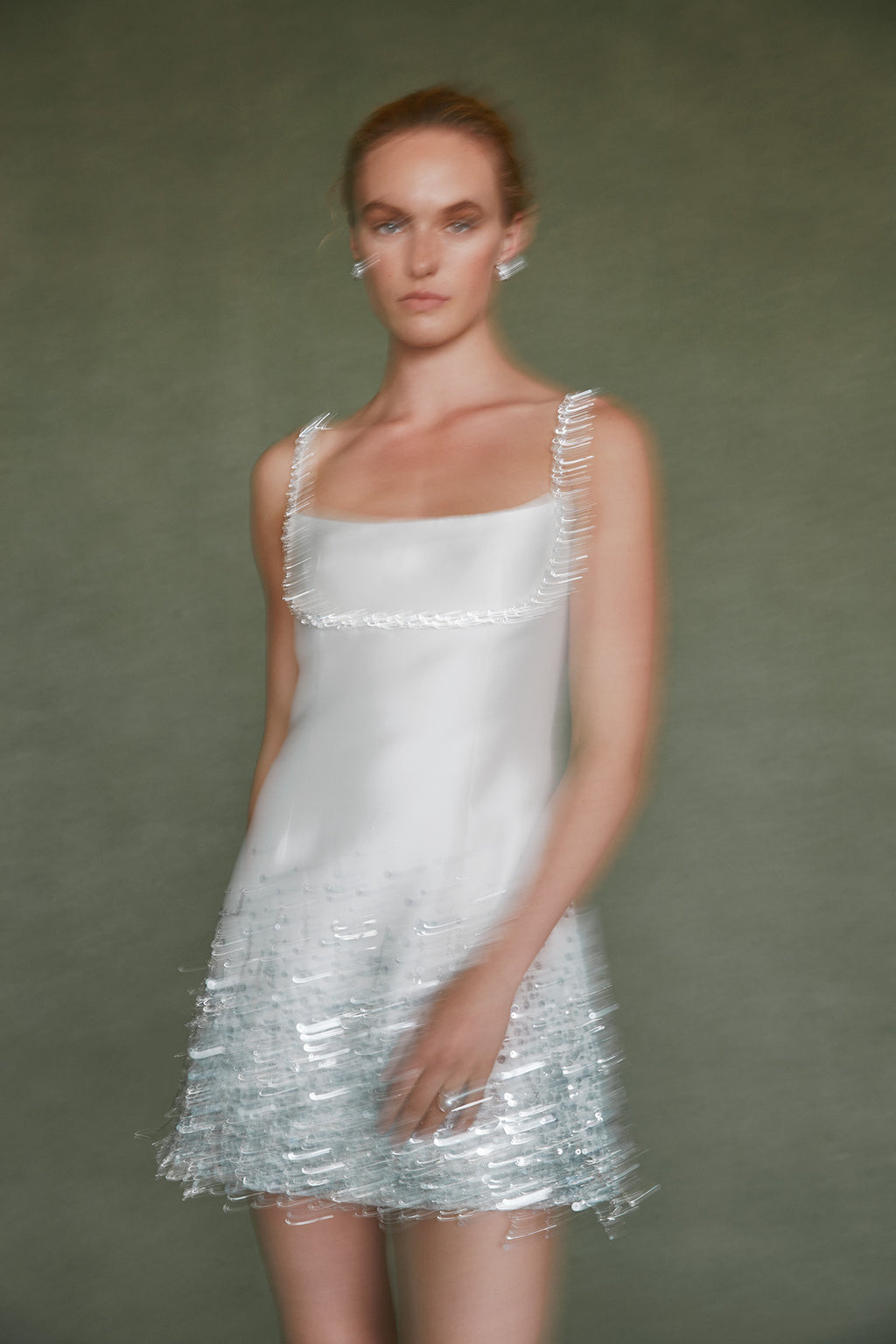 Stella Dress in Ivory Silk Wool with Silver Fringe 10 Stella Dress in Ivory Silk Wool with Silver Fringe 10