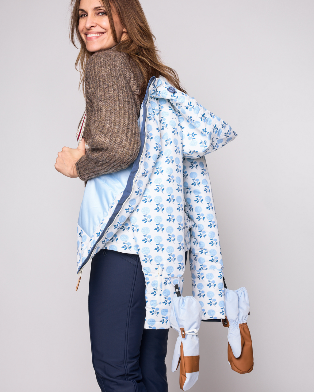 Women's Cloud Blue Waterproof Ski Mitten